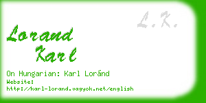 lorand karl business card